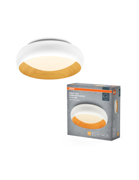 PLAFON LED ORBIS LIVIA 300MM 16W 3000K ciepła biała CLICK DIM WHITE AND WOOD DECOR 