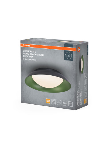 PLAFON LED ORBIS PLATE 310MM 19W 3000K ciepła biała CLICK DIM BLACK AND GREEN 