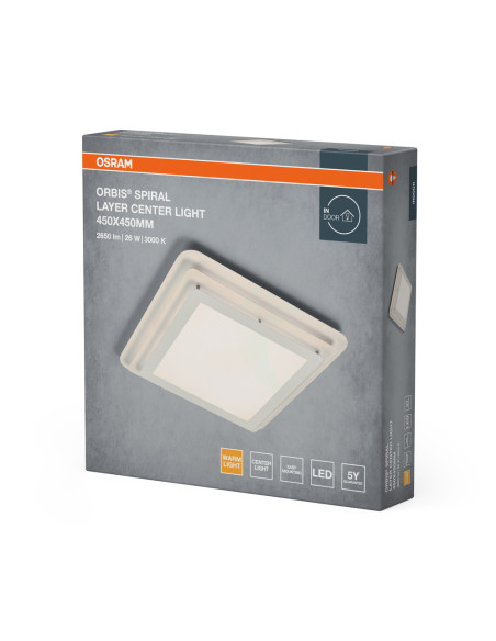 PLAFON LED ORBIS SPIRAL LAYER CL 450X450 26W 3000K ciepła biała WT 