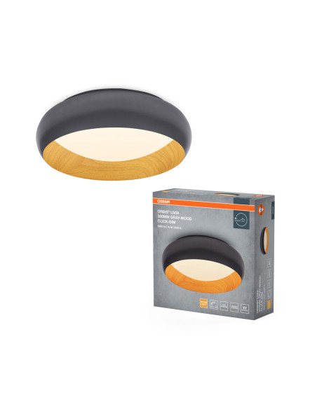 PLAFON LED ORBIS LIVIA 300MM 16W 3000K ciepła biała CLICK DIM GRAY AND WOOD DECOR 