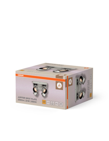 OPRAWA LED DECOR SPOT JUPITER PLATE 260X260 22W 3000K ciepła biała SILVER 4 SPOT 