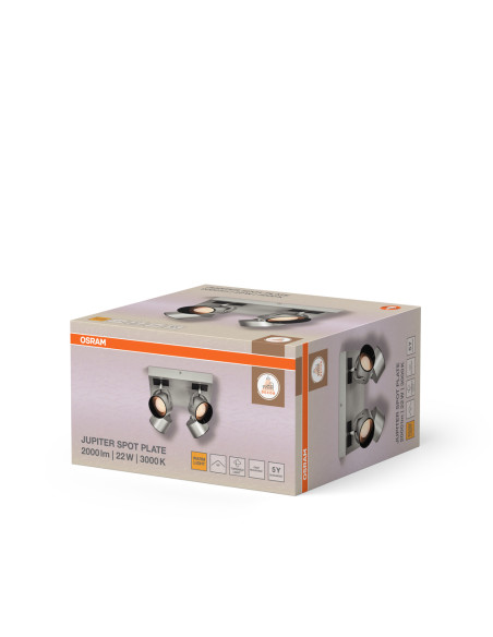 OPRAWA LED DECOR SPOT JUPITER PLATE 260X260 22W 3000K ciepła biała SILVER 4 SPOT 