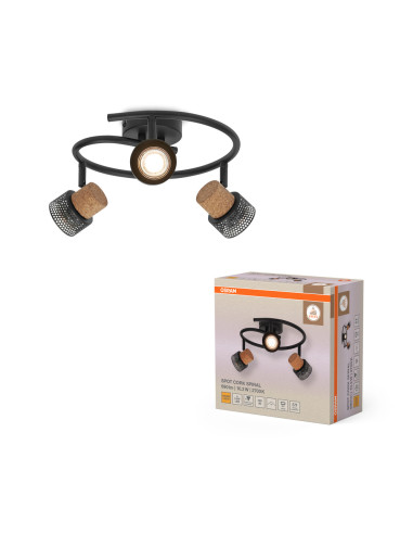 OPRAWA SUFITOWA LED DECOR SPOT CORK SPIRAL DIM 3X3.4W 2700K ciepła biała GU10 BK 