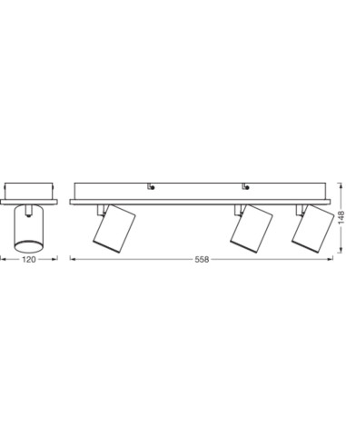 OPRAWA LED DECOR SPOT MARS 558MM 41W 3000K ciepła biała CLICK-SELECT BLACK 3 SPOT 