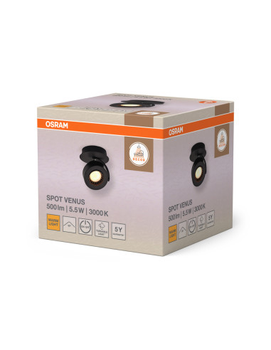 KINKIET LED DECOR SPOT VENUS 1X5.5W 3000K ciepła biała BK 