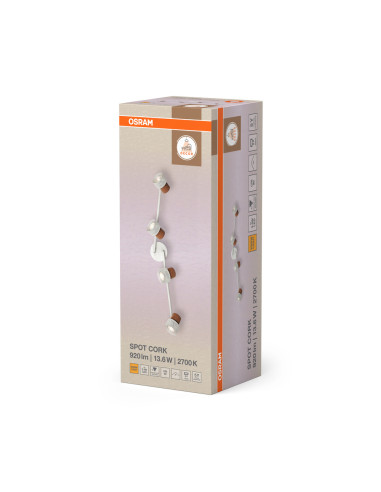 OPRAWA SUFITOWA LED DECOR SPOT CORK DIM 4X3.4W 2700K ciepła biała GU10 WH 