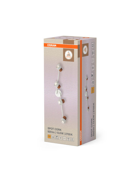 OPRAWA SUFITOWA LED DECOR SPOT CORK DIM 4X3.4W 2700K ciepła biała GU10 WH 