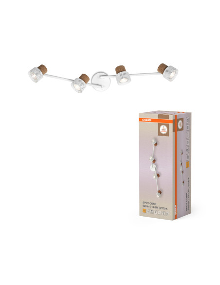 OPRAWA SUFITOWA LED DECOR SPOT CORK DIM 4X3.4W 2700K ciepła biała GU10 WH 