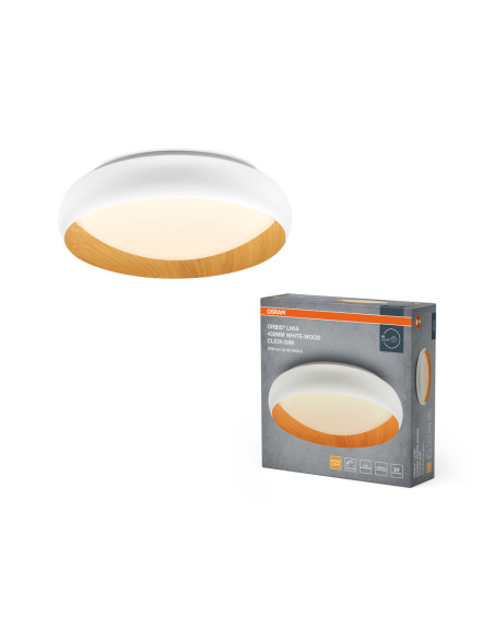 PLAFON LED ORBIS LIVIA 430MM 24W 3000K ciepła biała CLICK DIM WHITE AND WOOD DECOR 