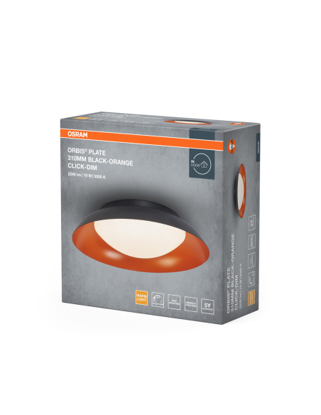 PLAFON LED ORBIS PLATE 310MM 19W 3000K ciepła biała CLICK DIM BLACK AND ORANGE 