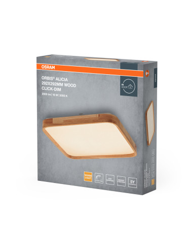 PLAFON LED ORBIS ALICIA 292X292MM 16W 3000K ciepła biała CLICK DIM WOOD DECOR 