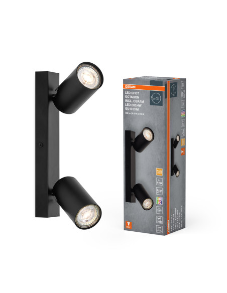 OPRAWA SUFITOWA LED SPOT OCTAGON DIM 2X3.4W 2700K ciepła biała GU10 BK 