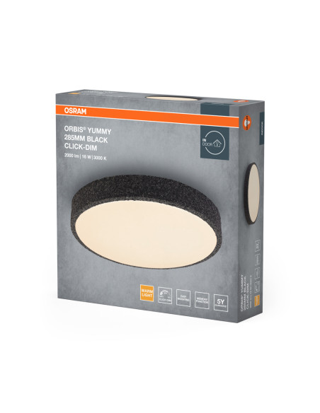 PLAFON LED ORBIS YUMMY 285MM 16W 830 CLICK DIM BK 