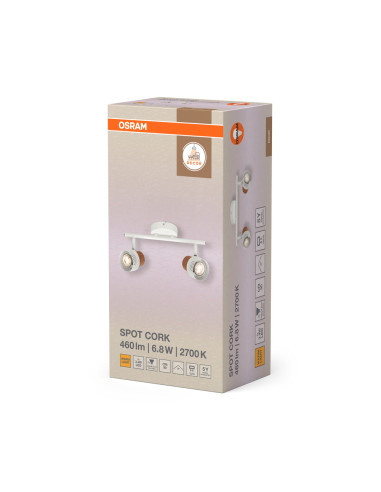 OPRAWA SUFITOWA LED DECOR SPOT CORK DIM 2X3.4W 2700K ciepła biała GU10 WH 