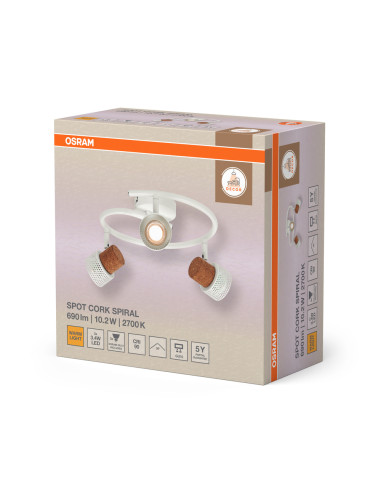 OPRAWA SUFITOWA LED DECOR SPOT CORK SPIRAL DIM 3X3.4W 2700K ciepła biała GU10 WH 