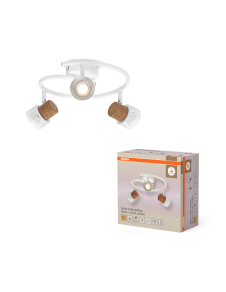 OPRAWA SUFITOWA LED DECOR SPOT CORK SPIRAL DIM 3X3.4W 2700K ciepła biała GU10 WH 
