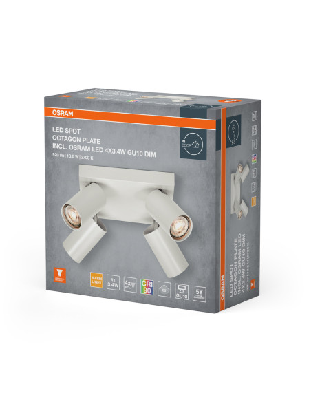 OPRAWA SUFITOWA LED SPOT OCTAGON PLATE DIM 4X3.4W 2700K ciepła biała GU10 WT 