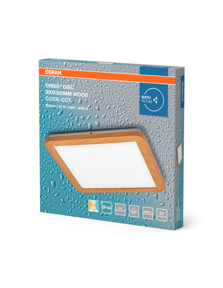 PLAFON ŁAZIENKOWY LED ORBIS DISC 30X30CM 22W CLICK CCT IP44 WOOD DECOR 