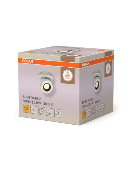 KINKIET LED DECOR SPOT VENUS 1X5.5W 3000K ciepła biała WT 