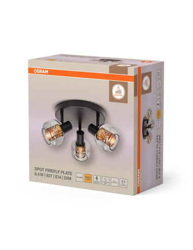 LAMPA NATYNKOWA DECOR SPOT FIREFLY PLATE DIM 3X2.8W 827 E14 BK 