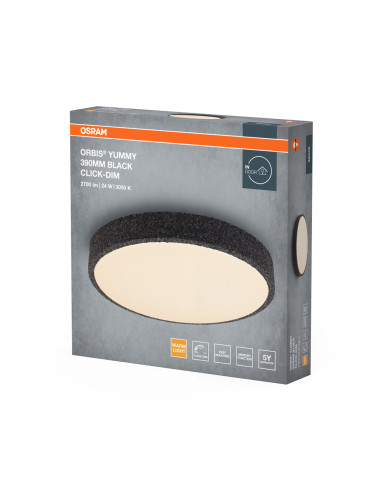 PLAFON LED ORBIS YUMMY 390MM 24W 830 CLICK DIM BK 