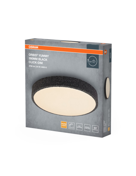 PLAFON LED ORBIS YUMMY 390MM 24W 830 CLICK DIM BK 