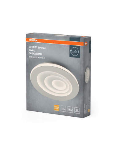 PLAFON LED ORBIS SPIRAL OVAL 360X300 27W 3000K ciepła biała WT 