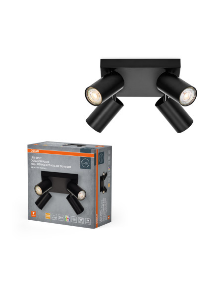 OPRAWA SUFITOWA LED SPOT OCTAGON PLATE DIM 4X3.4W 2700K ciepła biała GU10 BK 