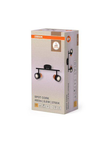 OPRAWA SUFITOWA LED DECOR SPOT CORK DIM 2X3.4W 2700K ciepła biała GU10 BK 