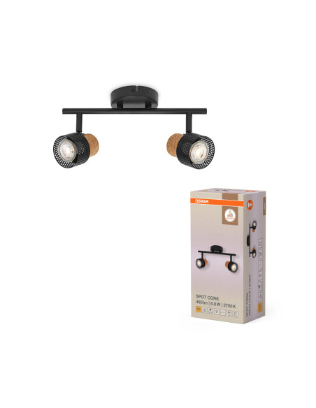 OPRAWA SUFITOWA LED DECOR SPOT CORK DIM 2X3.4W 2700K ciepła biała GU10 BK 