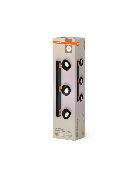 OPRAWA SUFITOWA LED DECOR SPOT PLUTO 3X4.8W 3000K ciepła biała BK 