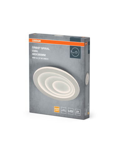 PLAFON LED ORBIS SPIRAL OVAL 485X385 37W 3000K ciepła biała WT 