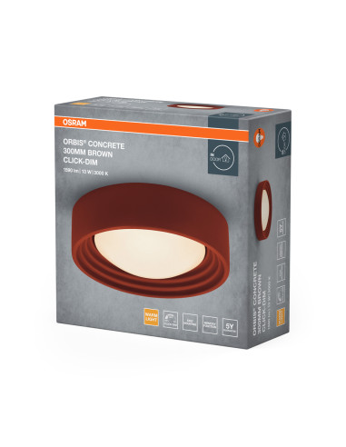 PLAFON LED ORBIS CONCRETE 300MM 13W 3000K ciepła biała CLICK DIM BROWN 