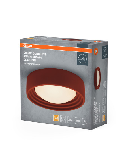 PLAFON LED ORBIS CONCRETE 300MM 13W 3000K ciepła biała CLICK DIM BROWN 
