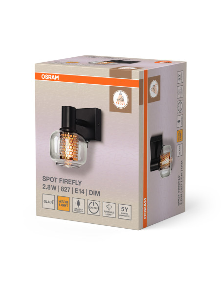KINKIET DECOR SPOT FIREFLY DIM 1X2.8W 827 E14 BK 