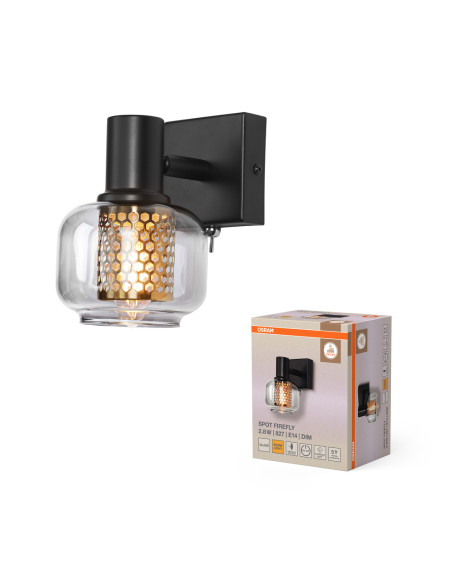 KINKIET DECOR SPOT FIREFLY DIM 1X2.8W 827 E14 BK 