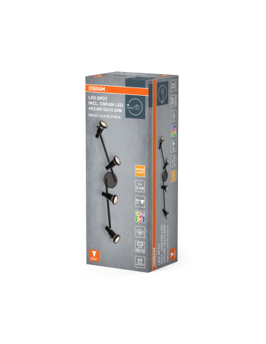 LAMPA NATYNKOWA LED SPOT 4X3.4W 927 GU10 BK 