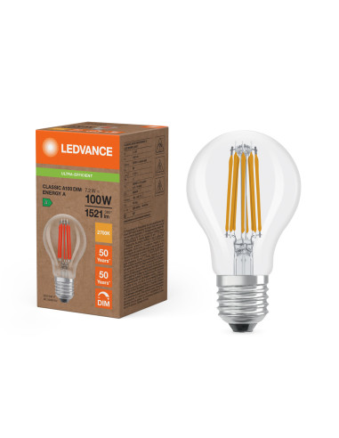 ŻARÓWKA LED S ENERGY EFFICIENCY CLA100 7,2W 2700K ciepła biała E27 FIL CL 1521LM KLASA A  