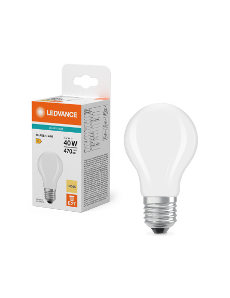 ŻARÓWKA LED V CLA40 4,2W 3000K ciepła biała  E27 FIL FR 470LM VALUE 