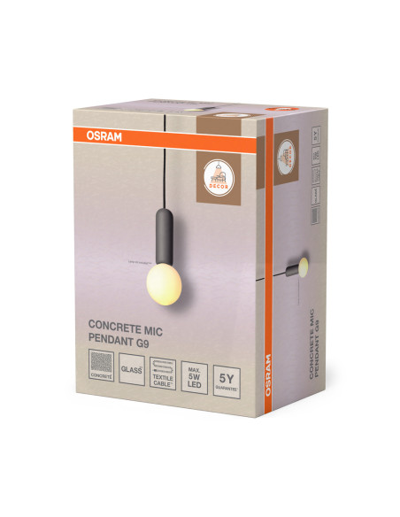 LAMPA WISZĄCA DECOR CONCRETE MIC PENDANT 1XG9 DG 