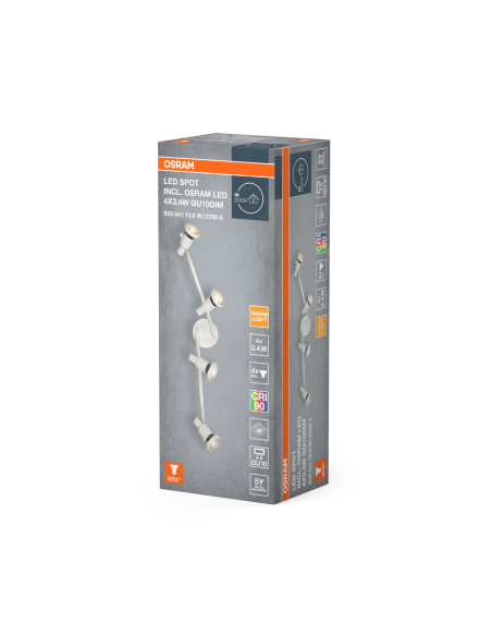 LAMPA NATYNKOWA LED SPOT 4X3.4W 927 GU10 WT 