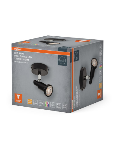 LAMPA NATYNKOWA LED SPOT 1X3.4W 927 GU10 BK 
