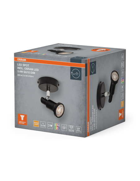 LAMPA NATYNKOWA LED SPOT 1X3.4W 927 GU10 BK 