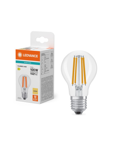 ŻARÓWKA LED V CLA100 11W 3000K ciepła biała E27 FIL CL 1521LM VALUE 