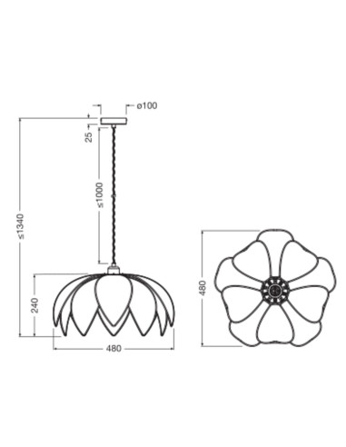LAMPA WISZĄCA DECOR RATTAN LOTUS PENDANT 480 E27 
