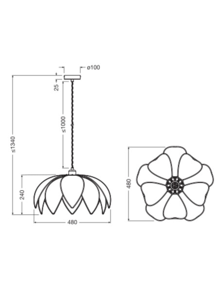 LAMPA WISZĄCA DECOR RATTAN LOTUS PENDANT 480 E27 