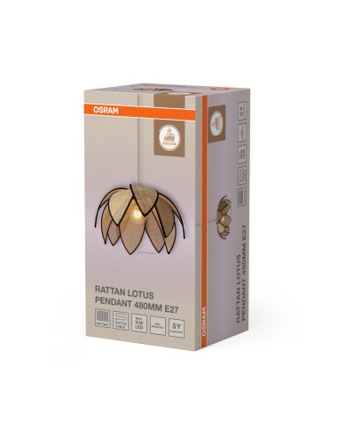 LAMPA WISZĄCA DECOR RATTAN LOTUS PENDANT 480 E27 
