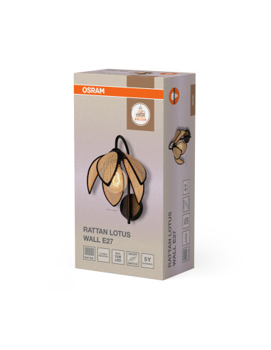 KINKIET DECOR RATTAN LOTUS WALL E27 