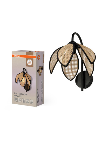 KINKIET DECOR RATTAN LOTUS WALL E27 