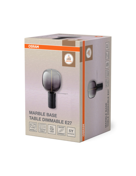 LAMPA STOŁOWA/BIURKOWA DECOR MARBLE BASE TABLE DIM E27 BK 